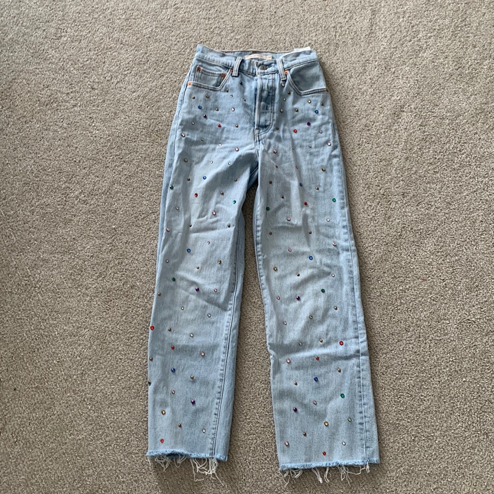 Rhinestone Levi rib cage jeans
